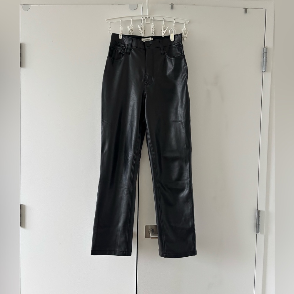 Abercrombie & Fitch Black Straight Leg Women's Faux leather pants